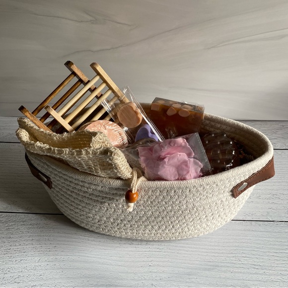 Soap Gift Basket, White Oval Woven Rope, Handmade Soaps ( PRICE IS FIRM ) - Picture 4 of 7